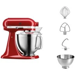 KitchenAid 5KSM185PSEER Robot Pâtissier 4.8L Acier Inoxydable Rouge