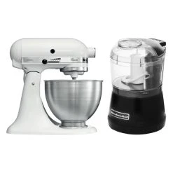 KitchenAid Robot Pâtissier à Tête Inclinable 4.3 Litres - Blanc + Hachoir Kitc...