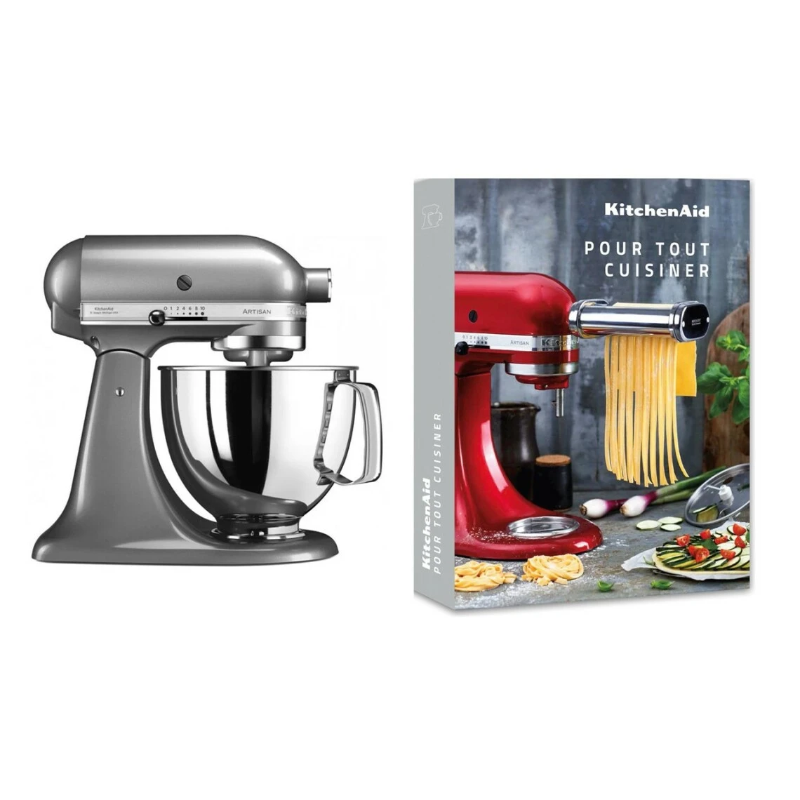 KitchenAid Artisan Robot Pâtissier 4.8 Litres - Argent + Livre De Recette 1 KitchenAid Artisan Robot Pâtissier 4.8 Litres - Argent + Livre De Recette