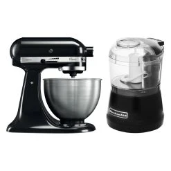 KitchenAid Robot Pâtissier 4,3L - Classic 5K45SS - Noir Réglisse + Hachoir Kitc...